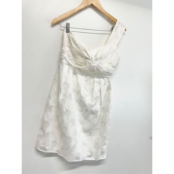 MM Couture Womens White One Shoulder Dress Size Medium Polka Dot Lined Back Zip - Picture 5 of 10